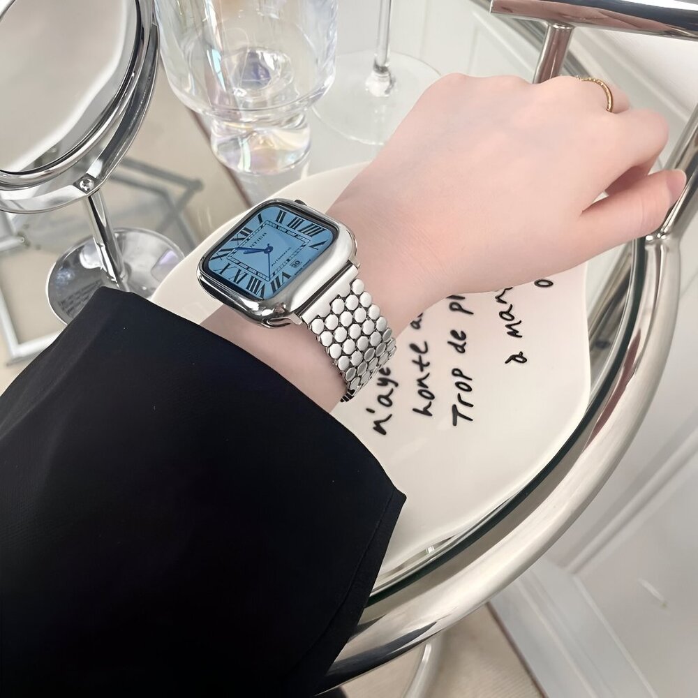 Adjustable Stainless Straps Watch Band For Apple Watch - Silver